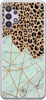 Casimoda Samsung Galaxy A32 5G siliconen hoesje - Luipaard marmer mint Bruin/beige, Mint