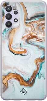 Casimoda Samsung Galaxy A32 5G siliconen hoesje - Marmer blauw goud Blauw, Goudkleurig