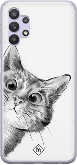 Casimoda Samsung Galaxy A32 5G siliconen hoesje - Peekaboo Zwart, Wit