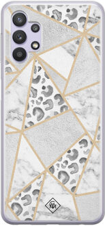 Casimoda Samsung Galaxy A32 5G siliconen hoesje - Stone & leopard print Bruin/beige