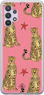 Casimoda Samsung Galaxy A32 5G siliconen hoesje - The pink leopard Roze
