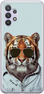 Casimoda Samsung Galaxy A32 5G siliconen hoesje - Tijger wild Blauw
