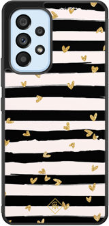 Casimoda Samsung Galaxy A33 hoesje - Hart streepjes Zwart, Wit