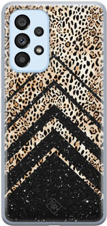 Casimoda Samsung Galaxy A33 siliconen hoesje - Chevron luipaard Zwart, Bruin/beige