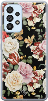 Casimoda Samsung Galaxy A33 siliconen hoesje - Flowerpower Zwart, Multi