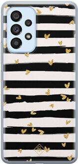 Casimoda Samsung Galaxy A33 siliconen hoesje - Hart streepjes Zwart, Goudkleurig