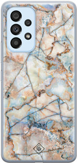 Casimoda Samsung Galaxy A33 siliconen hoesje - Marmer bruin blauw Bruin/beige, Blauw