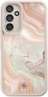 Casimoda Samsung Galaxy A34 beige case - Marmer waves Bruin/beige