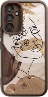 Casimoda Samsung Galaxy A34 bruine case - Abstract gezicht bruin Bruin/beige
