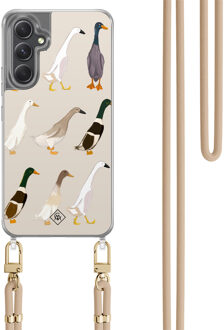 Casimoda Samsung Galaxy A34 hoesje met beige koord - Duck life Bruin/beige