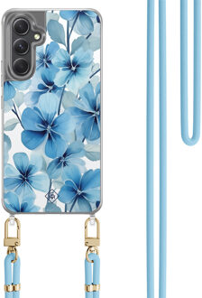 Casimoda Samsung Galaxy A34 hoesje met blauw koord - Indigo gardens