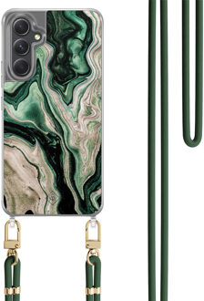 Casimoda Samsung Galaxy A34 hoesje met groen koord - Green waves