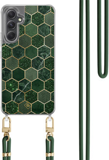Casimoda Samsung Galaxy A34 hoesje met groen koord - Kubus groen