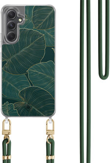 Casimoda Samsung Galaxy A34 hoesje met groen koord - Monstera leaves