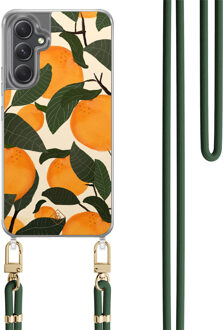 Casimoda Samsung Galaxy A34 hoesje met groen koord - Orange garden Multi