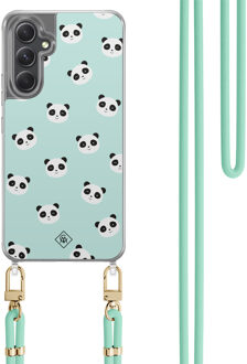 Casimoda Samsung Galaxy A34 hoesje met mint koord - Panda print