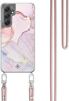 Casimoda Samsung Galaxy A34 hoesje met rosegoud koord - Purple sky Paars