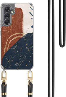 Casimoda Samsung Galaxy A34 hoesje met zwart koord - Abstract terracotta Multi