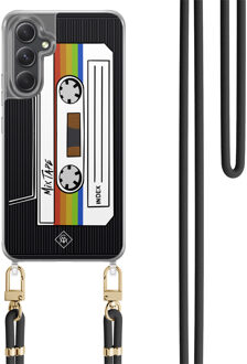 Casimoda Samsung Galaxy A34 hoesje met zwart koord - Cassette mixtape