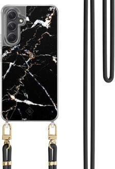 Casimoda Samsung Galaxy A34 hoesje met zwart koord - Marmer zwart