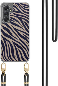 Casimoda Samsung Galaxy A34 hoesje met zwart koord - Wavy twist Blauw