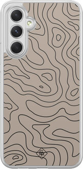 Casimoda Samsung Galaxy A34 hybride hoesje - Abstract lines Bruin/beige