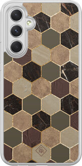 Casimoda Samsung Galaxy A34 hybride hoesje - Kubus groen bruin Bruin/beige