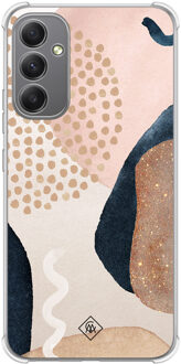 Casimoda Samsung Galaxy A34 shockproof hoesje - Abstract dots Bruin/beige