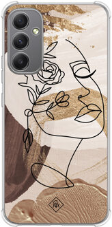 Casimoda Samsung Galaxy A34 shockproof hoesje - Abstract gezicht bruin Bruin/beige