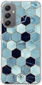 Casimoda Samsung Galaxy A34 shockproof hoesje - Blue cubes Blauw
