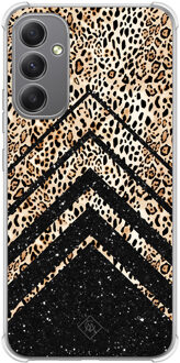 Casimoda Samsung Galaxy A34 shockproof hoesje - Chevron luipaard Bruin/beige