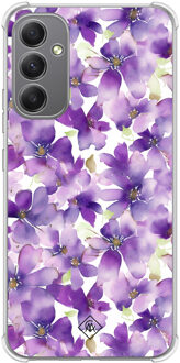 Casimoda Samsung Galaxy A34 shockproof hoesje - Floral violet Paars
