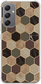 Casimoda Samsung Galaxy A34 shockproof hoesje - Kubus groen bruin Bruin/beige