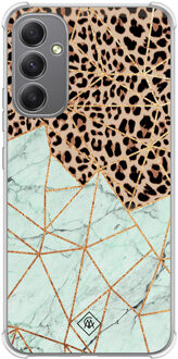Casimoda Samsung Galaxy A34 shockproof hoesje - Luipaard marmer mint