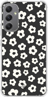 Casimoda Samsung Galaxy A34 shockproof hoesje - Retro bloempjes Zwart