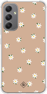 Casimoda Samsung Galaxy A34 shockproof hoesje - Sweet daisies Bruin/beige