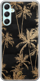 Casimoda Samsung Galaxy A34 siliconen hoesje - Palmbomen Zwart, Goudkleurig