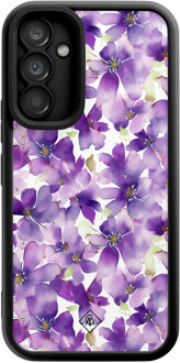 Casimoda Samsung Galaxy A34 zwarte case - Floral violet Paars