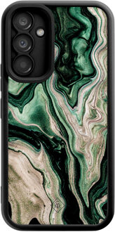 Casimoda Samsung Galaxy A34 zwarte case - Green waves Groen