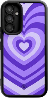 Casimoda Samsung Galaxy A34 zwarte case - Hart swirl paars