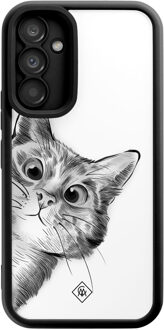 Casimoda Samsung Galaxy A34 zwarte case - Kat kiekeboe Wit
