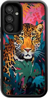 Casimoda Samsung Galaxy A34 zwarte case - Luipaard jungle Multi