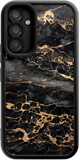 Casimoda Samsung Galaxy A34 zwarte case - Marmer grijs brons Goudkleurig