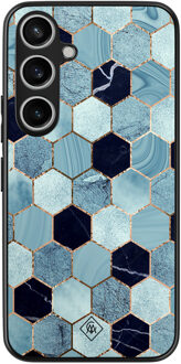 Casimoda Samsung Galaxy A35 hoesje - Blue cubes Blauw