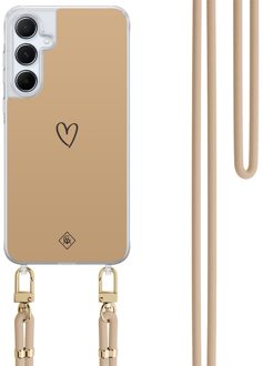 Casimoda Samsung Galaxy A35 hoesje met beige koord - Hart bruin Bruin/beige