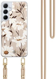 Casimoda Samsung Galaxy A35 hoesje met beige koord - In bloom Bruin/beige