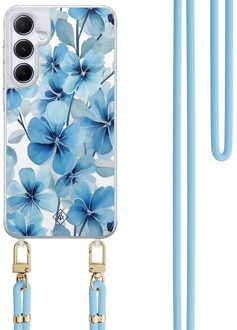 Casimoda Samsung Galaxy A35 hoesje met blauw koord - Indigo gardens