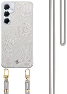 Casimoda Samsung Galaxy A35 hoesje met grijs koord - Abstract waves Grijs/zilverkleurig