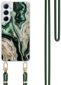Casimoda Samsung Galaxy A35 hoesje met groen koord - Green waves