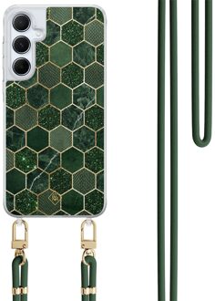 Casimoda Samsung Galaxy A35 hoesje met groen koord - Kubus groen